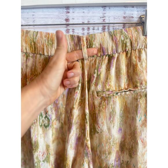 Zara crinkle effect wide leg cropped trousers multicolored abstract tie -dye SML - Picture 4 of 11